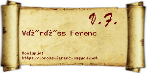 Vöröss Ferenc névjegykártya